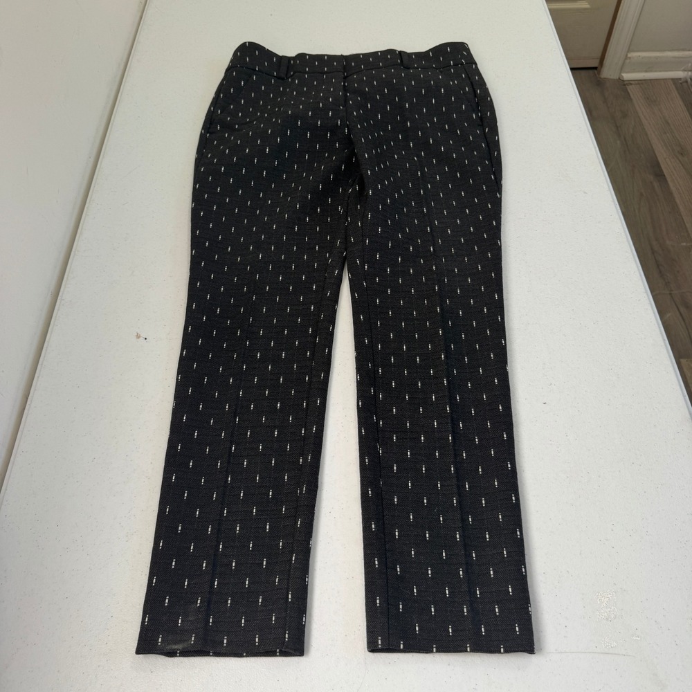 Ann Taylor LOFT Marisa Skinny Pants Black White Diamond Weave Dash Ankle Size 6